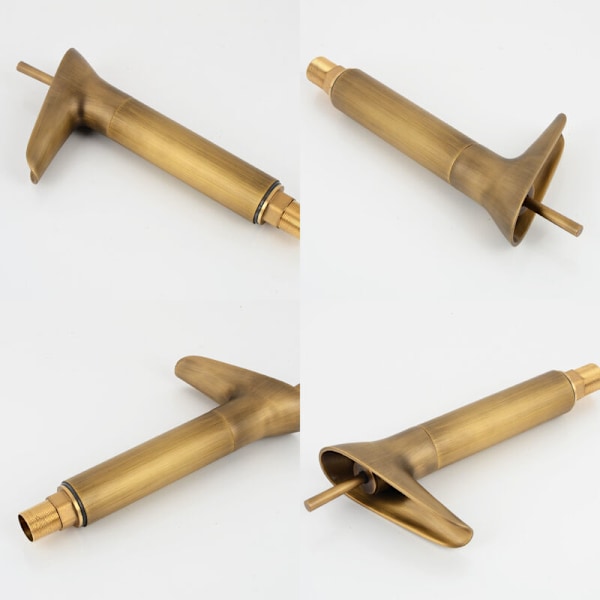 Vintage stil vandfald vandhane vask vandhane badeværelse messing vandhane top vandhane mixer blandingsbatteri varmt og koldt blandingsbatteri vask vandhane med 2 rør, guld