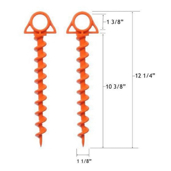 Grøn 4 stk. plastteltpløkker orange sardinp teltpløk med 4 stk. plastrør teltdugspind længde 29 cm anti-korrosion