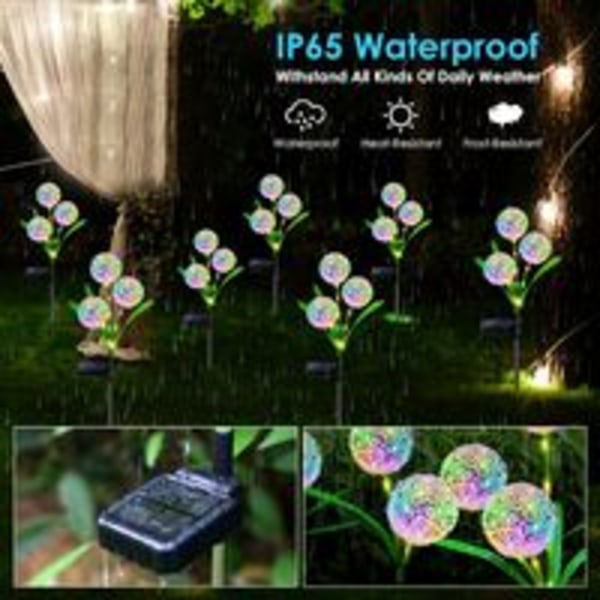 Solcellsdrivna Dekorativa Utomhuslampor 36 LED med 2 Lägen, 3 i 1 Solcellsblommor IP65 Vattentäta Solcellslampor för Trädgård (Flerfärgad