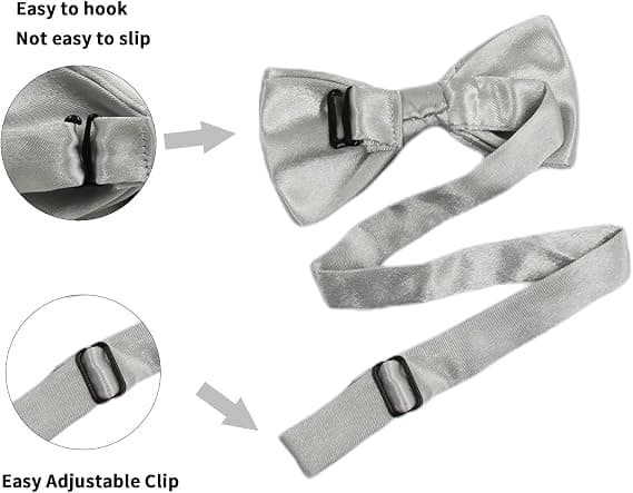(Grå) Klassisk forhåndsknyttet sløyfe Justerbar Solid Tuxedo Barn Sløyfe og slips Bryllupsfesten