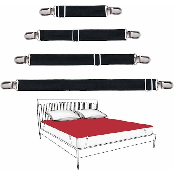 Sett med 8 lakenklyper, justerbare klips, robust støtte for laken, madrassbeskyttere, sofa.