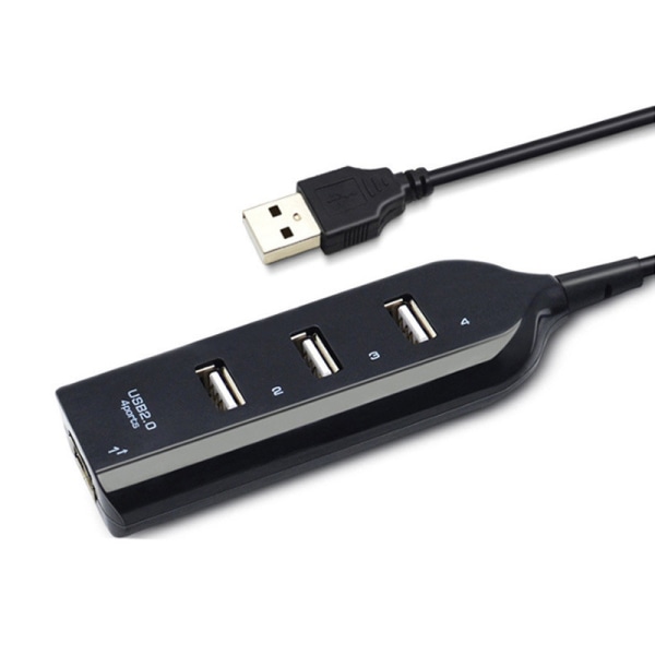 USB 2.0 Hub til 4-porter Svart