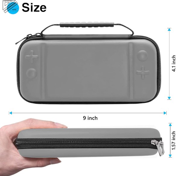 (Grå) 1 st Nintendo Switch Lite-fodral, hårt fodral för Nintendo Switch Lite-konsol, innehåller 8 spelkort, JoyCon och andra tillbehör.