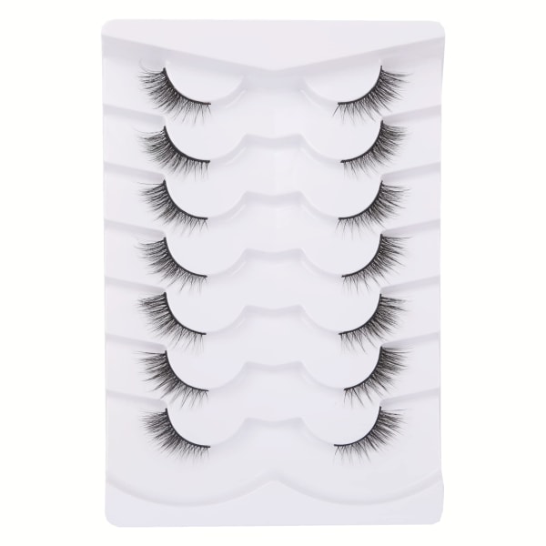 Tekoripset Natural Half Lashes Short Wispy Clear Band Lashes Pack Cat Eye 3D Faux Mink Lashes 7 Pairs Multipack (plus kolme paria fr