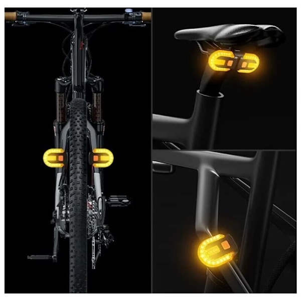 Cykelbaglygte med blinklys - trådløs fjernbetjening til genopladelig cykling 5 sikkerhedsadvarselstilstande Stroboskoplys 1 spil
