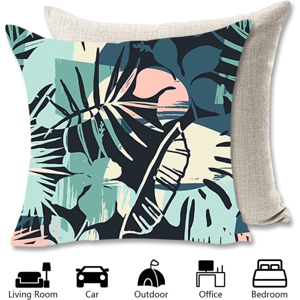 Putetrekk 45 x 45 cm, sett med 4 putetrekk i bomull og lin, putetrekk for sofa, utendørs hage seng sofa puter (18-CoconutPa