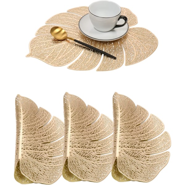 4 Pack Turtle Leaf Decorative Placemats Leaf Placemat PVC Placemats Hollow Table Place Mats Heat Resistant Non-slip Dining Placemats for Home Kitche