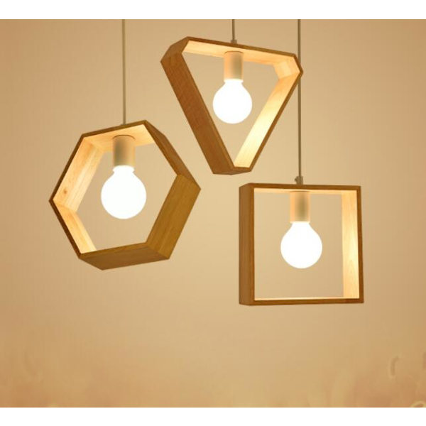 Lysekrone Moderne minimalistisk geometrisk massivt tre lysekrone egnet for kafébar klesbutikk (firkant)