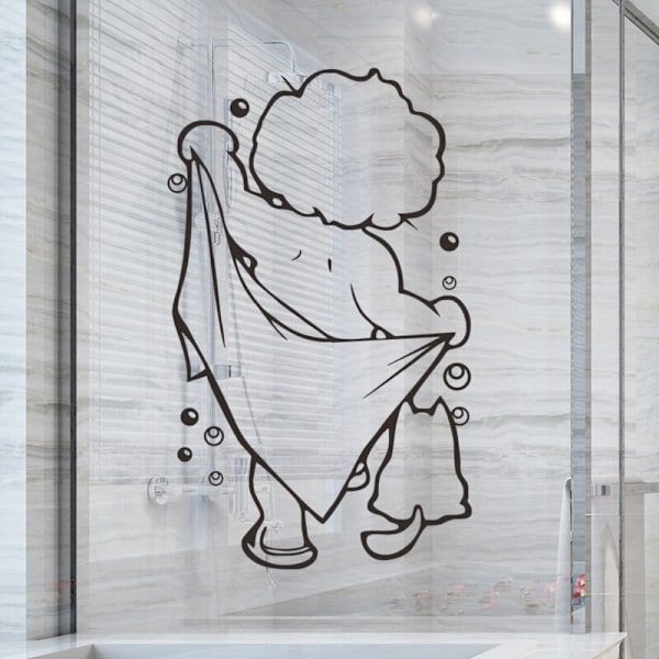 Suihkun irrotettavat PVC-vedenpitävät kodin huoneen koristetarrat WC-oven DIY hauska kylpyhuoneen lasitarra
