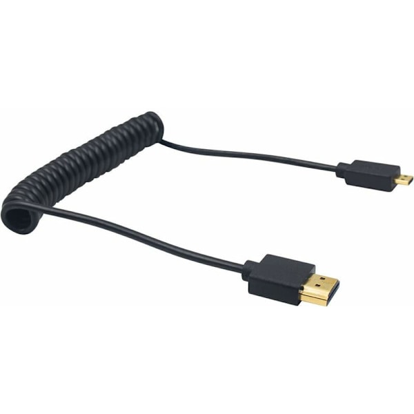 HDMI micro HDMI micro-kabel, HDMI spiralkabel till micro HDMI, hane micro HDMI till HDMI Ultra och flexibel HDMI för 1080p, 4K, Ultra HD, 3D, Ethernet (