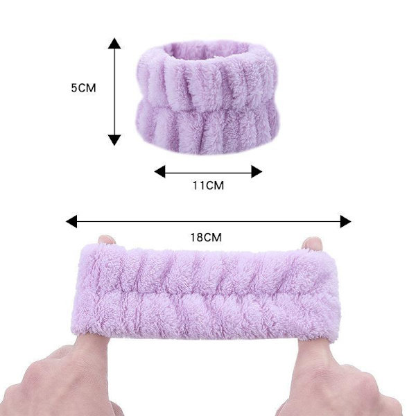4 par med håndleddsbånd (hvitt, rosa, blått, lilla), spa-håndleddsbånd, mikrofiber-håndleddsbånd, håndkle-håndleddsbånd, ansiktsvask-håndleddsbånd, svettebånd for å forhindre
