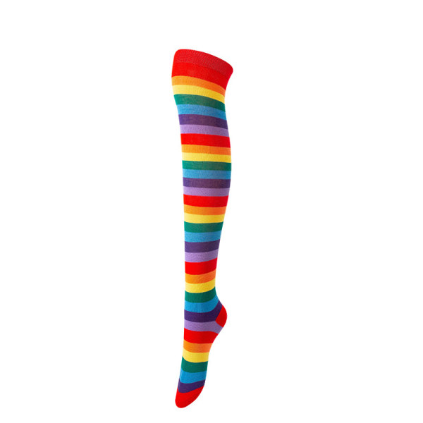 Rainbow knehøye sokker for kvinner, fargerike stripete høye sokker, knehøye sokker for jenter, silkestrømper, vakre bensokker (røde ribbestrikkede knehøye so