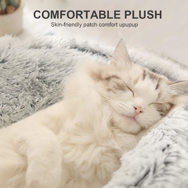 Dyre seng Fluffy plys kæledyr hule madras kramme komfort kennel kæledyr rund kurv seng sovemadras små hunde katte skridsikker bund grå for