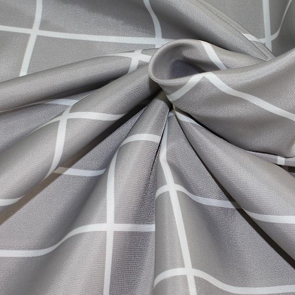 Duschdraperi Vattentät Förtjockad Polyester Duschdraperi Grått Rutnät Används för att Dekorera Badrumsgardiner (150cm Bredd x 180cm Höjd)