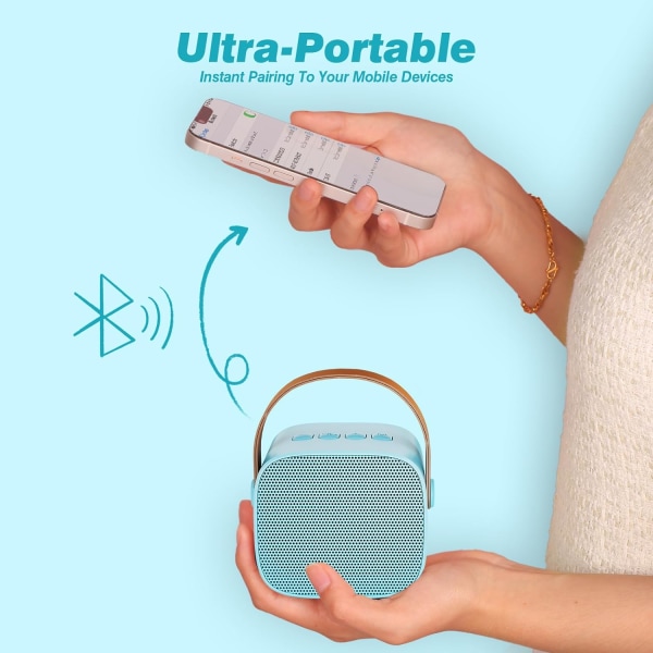 Mini Karaoke Maskin för Barn Vuxna, Bärbar Bluetooth Högtalare med Trådlös Mikrofon, Småbarns Mikrofon Leksak för Flickor och Pojkar Födelsedagsfest