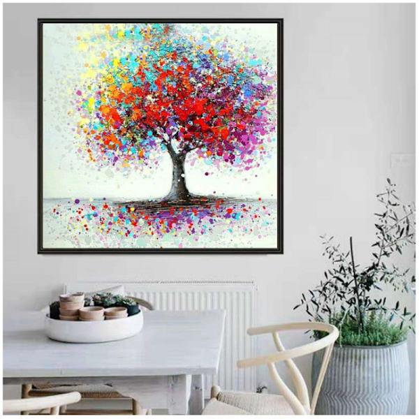 Färgglad Livets Träd 5D Diamantkonst Kit (35*35cm), Diamantmålning Korsstygnskit, Full Diamant Kristall Rhinestone Broderi Bild Konst Hantverk