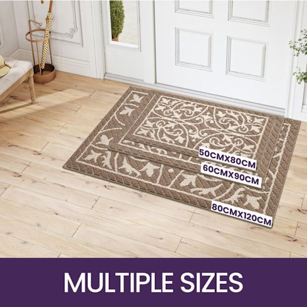 Entrématta för inomhusbruk 50 x 80 cm, absorberande entrématta, halkfri & dammreducerande för utomhusdörrar, Tvättbara innerdörrar, brun