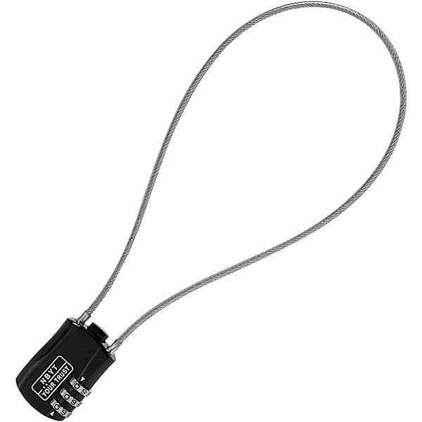 1 stål kabel tyverisikring til cykel, digital kombinationshængelås, kombinations tyverisikring, egnet til cykel, skab, hjelm (sort)