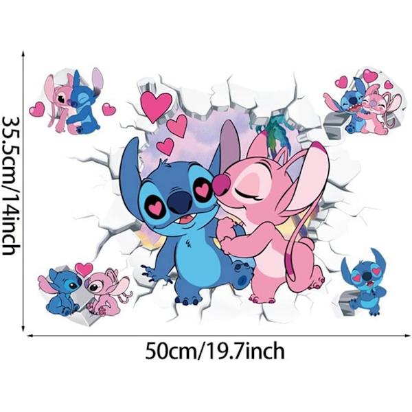 Stitch-seinäkoristeet, piirretty seinäkoriste, Stitch-lasten tarrat, poika- ja tyttötarrat, lastenhuone, olohuone, keittiö, luova irrotettava seinä