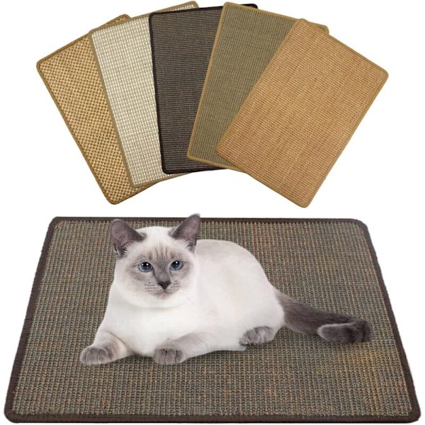 Chat - Sisal, slitstark, halkfri kattmatta, lämplig för golvvärme, klounderhåll, sisalmatta för vägg och golv (slumpmässig färg) 40 x 60 c