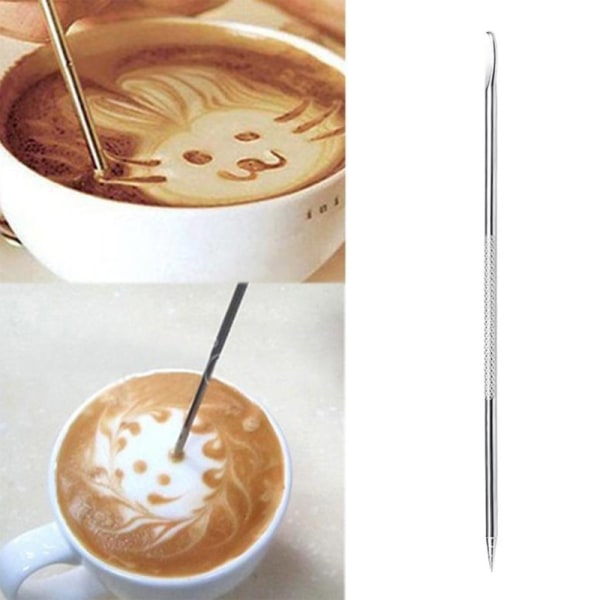 3 stk rustfritt stål kaffetrekking nål utskjæringsstang for fancy kaffe