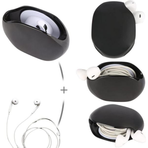 Sort 2stk Smart In-Ear Hovedtelefon Opbevaringsboks/Hovedtelefonkabel Sto