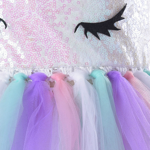 Paljetti Yksisarvinen Puku Tytöt Halloween Syntymäpäiväjuhlat Koriste Jouluasu Prinsessa Tutu