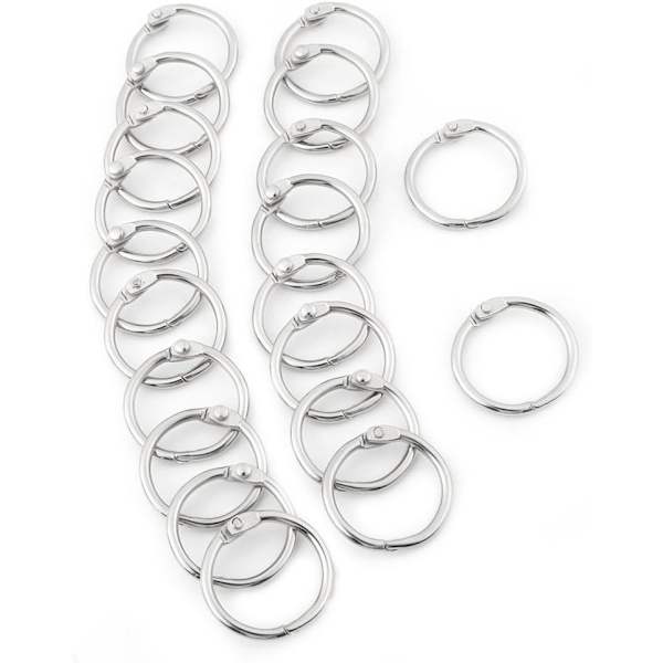 20 kpl kirjanrenkaita, avaimenperän renkaita, sidontarinkuloita avaimenperiä scrapbooking-albumiin (38 mm)