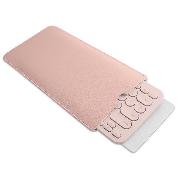 (Vaaleanpunainen) PU-nahkakotelo Logitech K380 Bluetooth -langattomalle näppäimistölle, matkalaukku, elektroniikkajärjestäjä