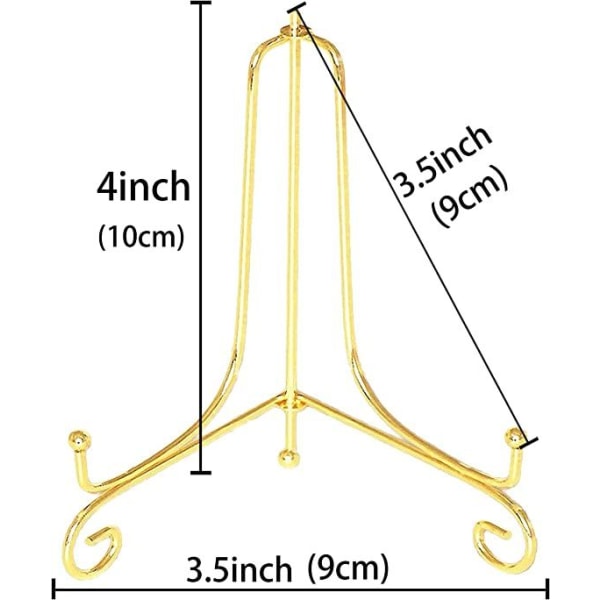 (2 stk) 4\" Jern Display Stativ, Lille Guld Jern Staffeli Plade Display Fotoholder Stativ, Display Kort, Dekorative Tallerkener