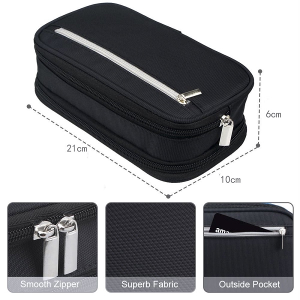 Black Large Capacity Pencil Case, 3 Tier Compartment Pencil Case, Multifunctional Portable Pencil Case, School and Office Supplies