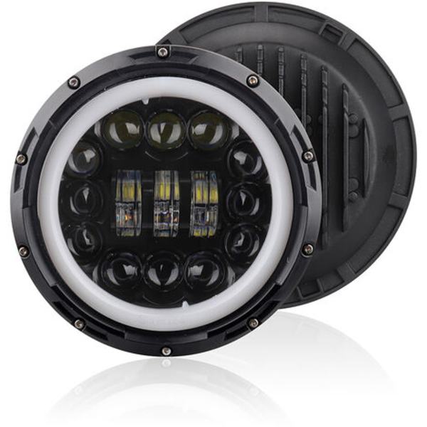 Motorcykel Bil Forlygte 12V/24V 7 Tommer Rund LED Kørelys Forlygte Passer til 7 Tommer Jeep Wrangler, Retro Blinklys, Model:Sort 22 - Model:Sort
