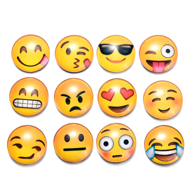 Emoji-magneetit, 12 kpl 3D-lasista hymiöjääkaappimagneettia, vahvat tarrat jääkaappien, taulujen ja koulukaappien koristeluun