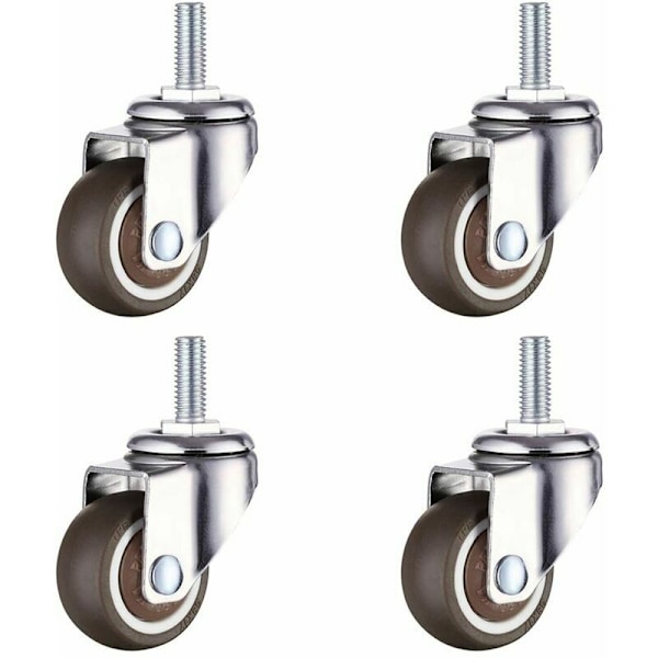 4 st svängbara hjul m8x20mm gummihjul diameter 38mm för möbler till barnvagnar