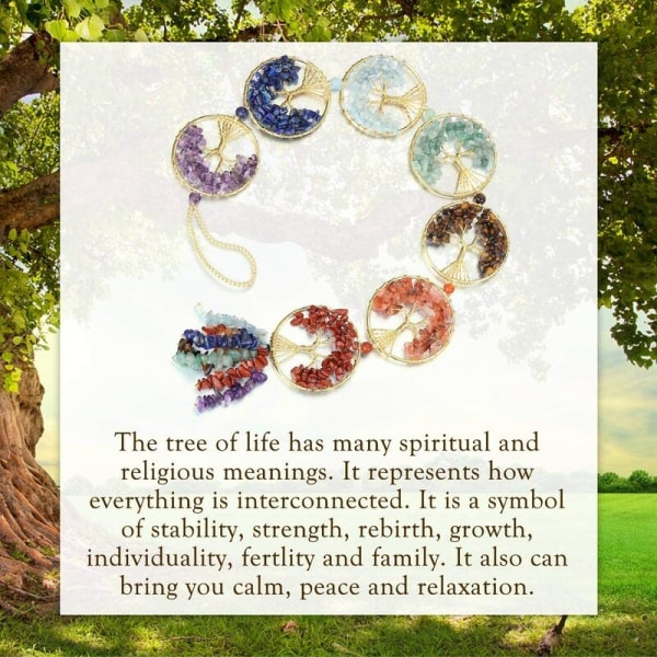 7 Chakra Ornament Livets Tre Henger Stein Dekorasjon Chakra Henger Yoga Dekorasjon Bil/Hage/Vindu Livets Tre Ornament
