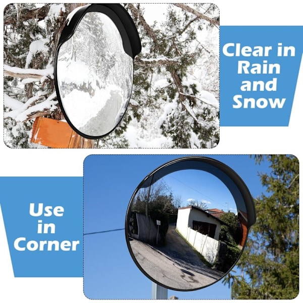 Udendørs Konveks Trafikspejl PC Plast Sort 30 cm