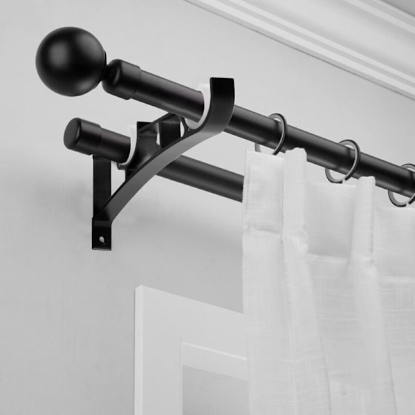 6 pingles tankoa tukevalla metalliverholla, verhotangon tuella, kaksoistangon pidike verhotanko, verhotuki, alumiininen verhotangon tuki, tankotanko
