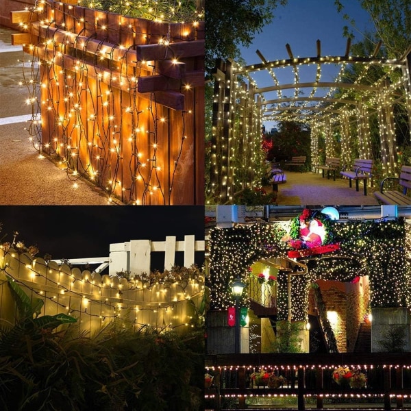 Solcellslingor utomhus, 20M 200 LED solcellslingor inomhus vattentäta 8 ljuslägen dekorativa lampor för trädgård uteplats träd staket hem Chr