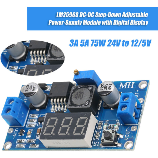 Säädettävä askel alas LM2596 DC-DC digitaalinen volttimittari virtalähdemoduuli