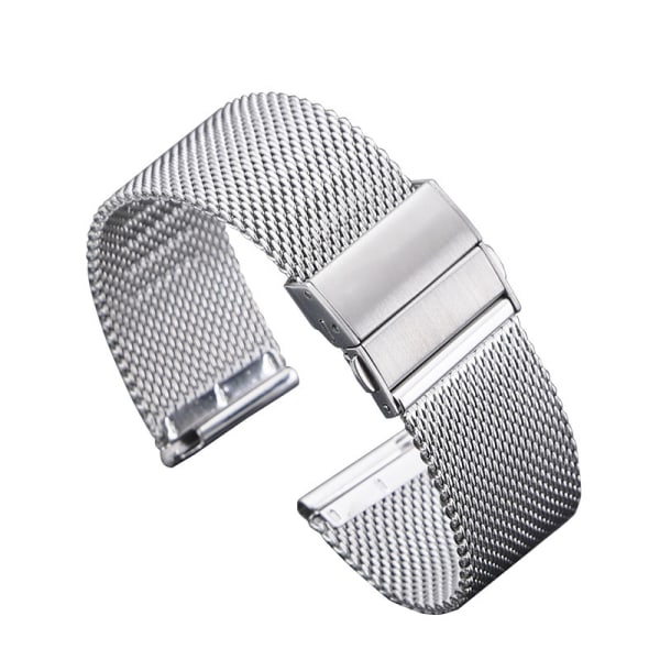 Passar till Huawei Style DW Samsung Smart Watch Rostfritt Stål Mesh Armband Herr Dam Snabbkoppling Mesh Armband 14mm (Silver)(14mm)