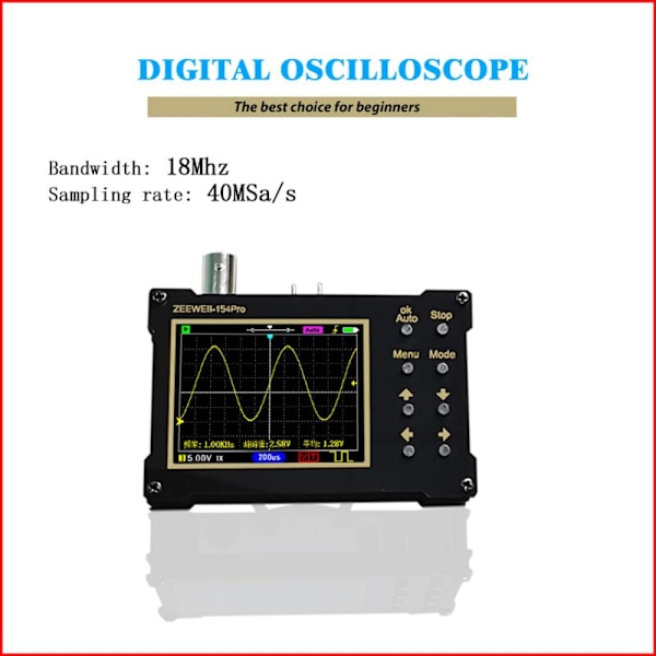 DSO154Pro Digitalt Oscilloskop, 320 x 240 upplösning, 2,4-tums TFT-färgskärm, 40 msa/s samplingsfrekvens, stöd för signalgenerator