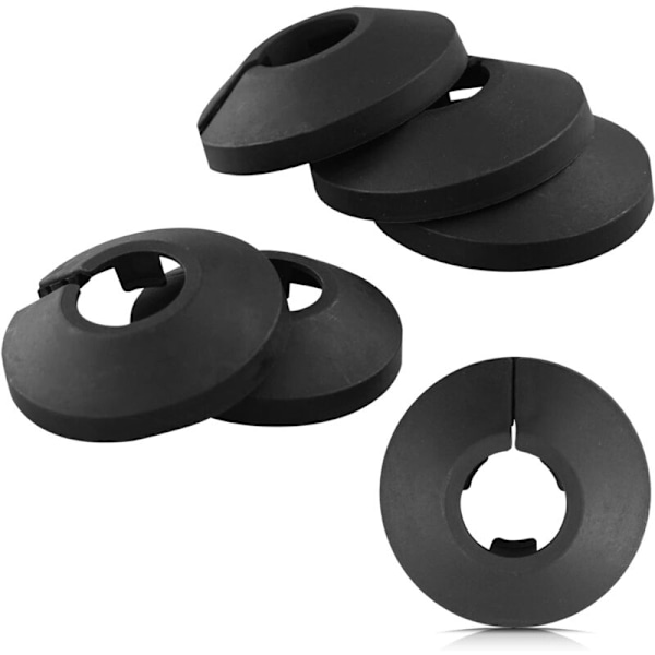 Sett med 6 plast cache-tuyaux for radiator - svart - Lett plastbeskyttelsesplate - for rørveggdekorasjon