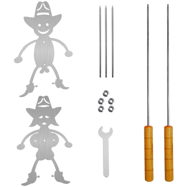 Sjov BBQ Gaffel Rustfrit Stål, Sjov BBQ Gaffel, Marshmallow Grillpind med Træhåndtag, Grilltilbehør til Bål, Bålfad