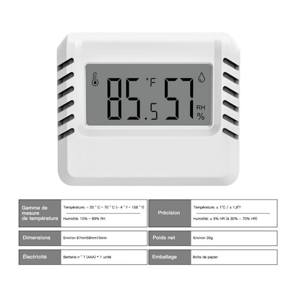 Digital hygrometertermometer, 2 st mini-termometer för inomhusbruk, stor LCD-skärm, bärbara datorer, min/max-registrering, för hus terrarium baby källare källare