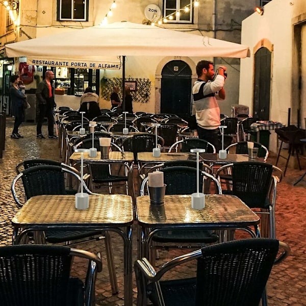 Moderne aluminium 6000mAh trådløs USB genopladelig LED bordlampe 2 niveau dæmpbar restaurant lys soveværelse sengebord lampe (sølv)