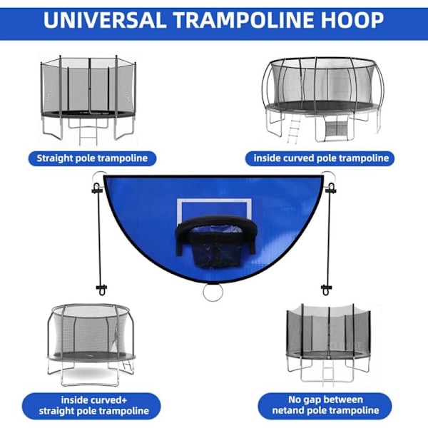 Universal Mini Trampoline Basketballkurv, Avrivbar Ring, med 3 Mini Basketballer, Trampolinetilbehør for Barn, Voksne, Innendørs og Utendørs