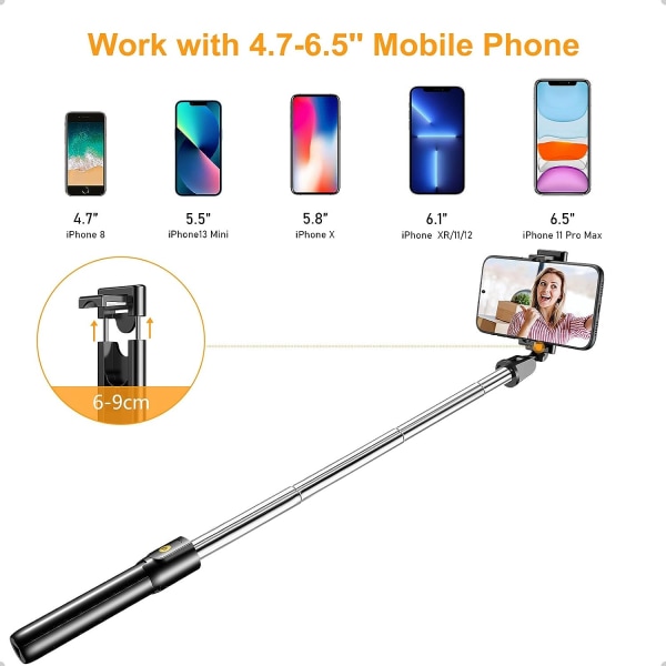 Bluetooth Selfie Stick, 3 i 1 Selfie Stick Stativ Bluetooth Selfie Stick Utvidbar Teleskopisk Justerbar Monopod med Avtakbar Fjernkontroll  S