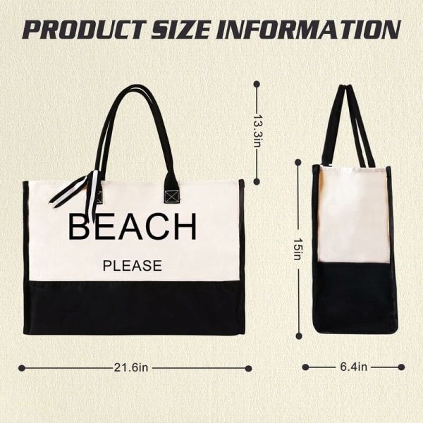 Extra stor sommarstrandväska Tote väskor kvinnor Oversized XL Sandproof dragkedja Handväska Vattentät semester Canvas Monogram Personliga presenter Strand Plea