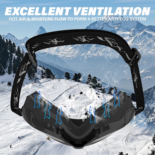 Skidglasögon Snowboardglasögon för män, kvinnor och ungdomar Skidglasögon, 100% UV-skydd Vindtäta Snöglasögon ATV Snöskoter Skidåkning Skridskosportglasögon