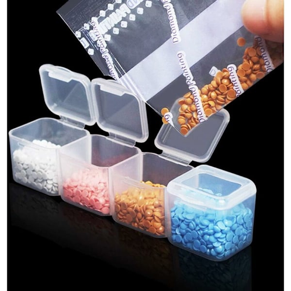 Set med 3 transparenta förvaringslådor med 28 minifack, 5D diamantmålning och korsstygnsverktyg för DIY, hantverk.